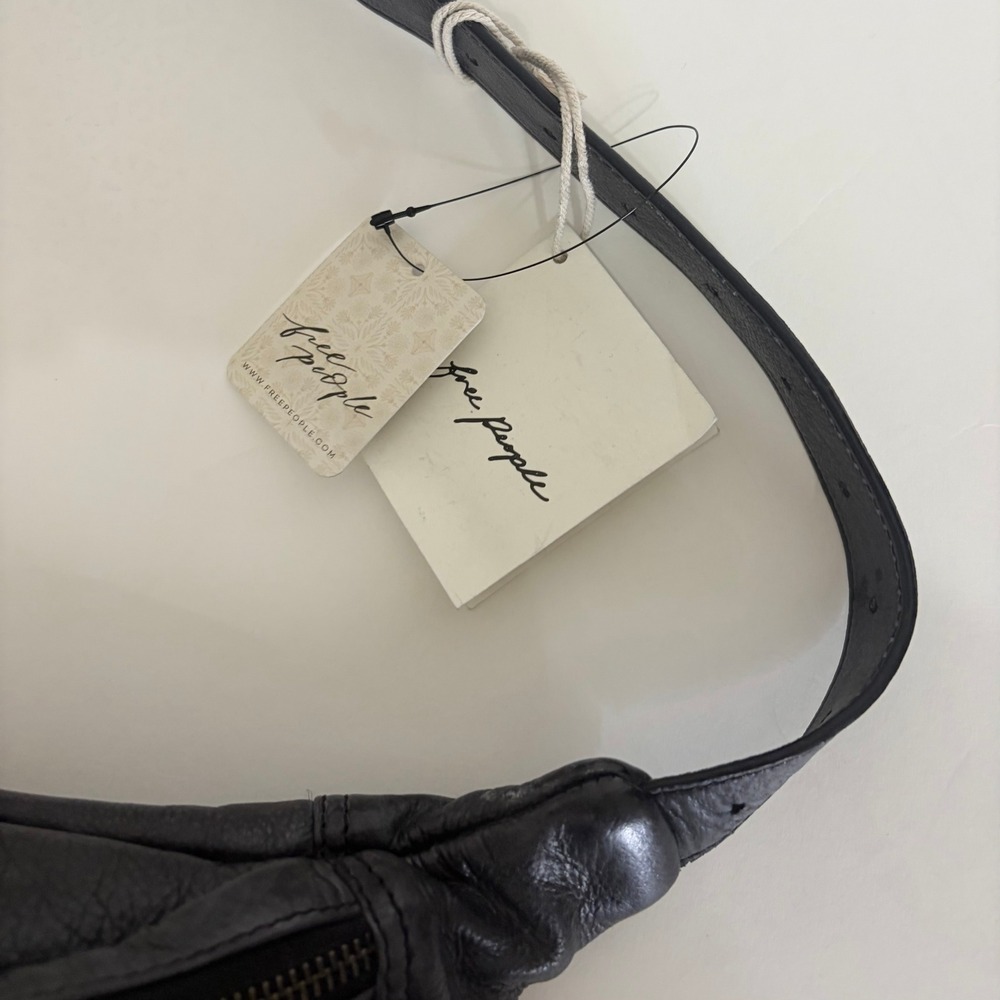 NWT!! FREE PEOPLE Black Leather Ana Adorned Sling Bag Solid Studded Embellished - Picture 11 of 16